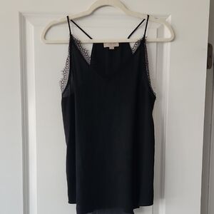 Elegant Black Lace Trim Cami Top